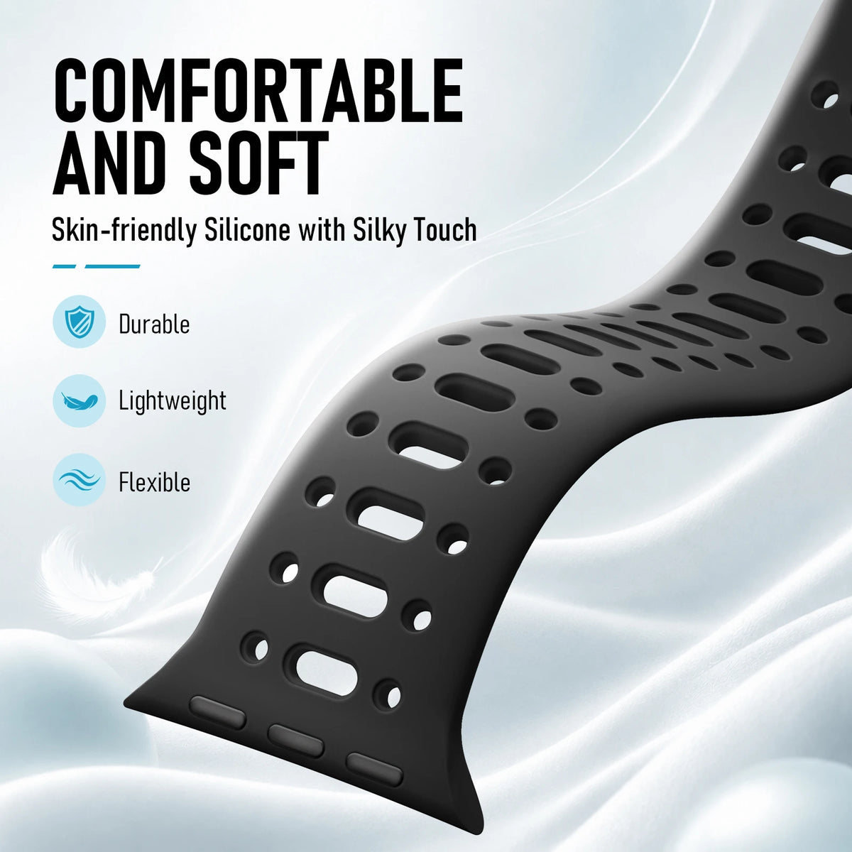 Perforated Silicone Sport Band with Ventilation Holes for Apple Watch
