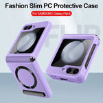 Samsung Galaxy Z Flip 6 Leather Magnetic Case with Glass Film & Hinge Guard