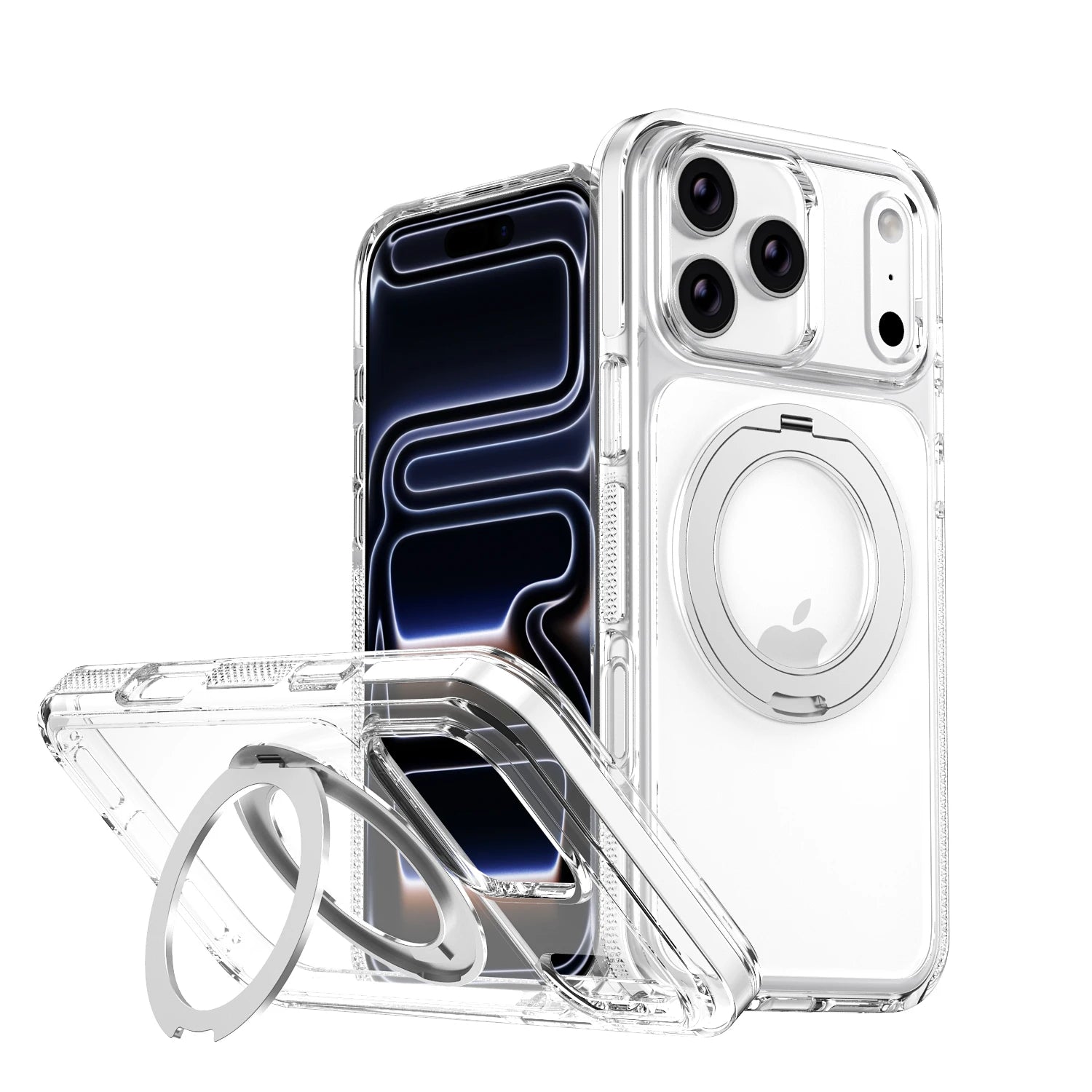 Anti-Yellowing Clear MagSafe Case with Rotating Kickstand for iPhone 17 Series