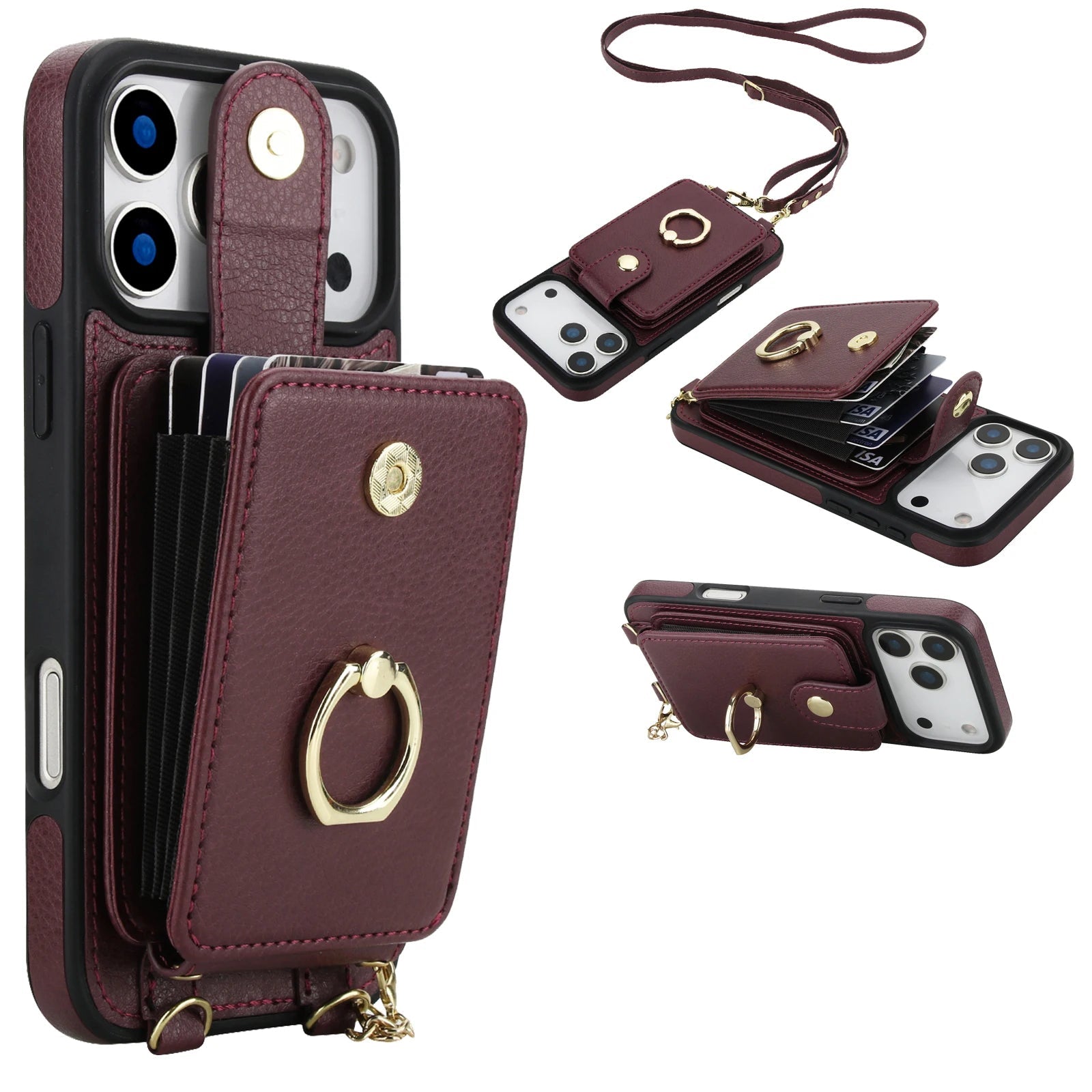 2-in-1 Zipper Wallet Case with Detachable Lanyard for iPhone 17 Series