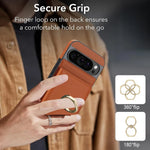Google Pixel 10 Series Leather Case with Card Holder and Kickstand