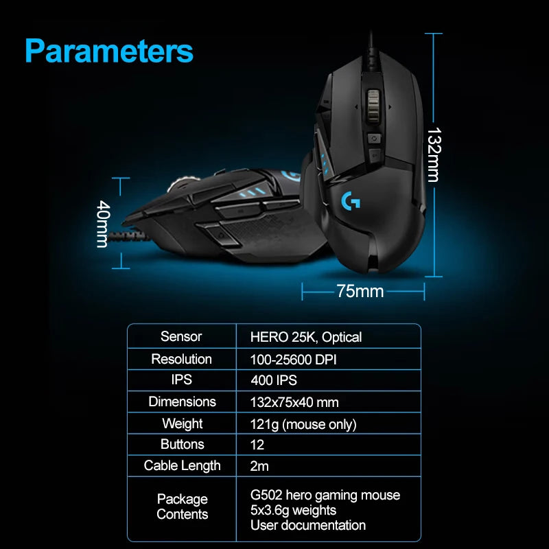 Logitech G502 HERO Wired E-Sports Mouse