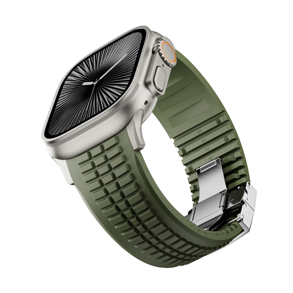Soft Silicone Apple Watch Band with Elegant Butterfly Clasp