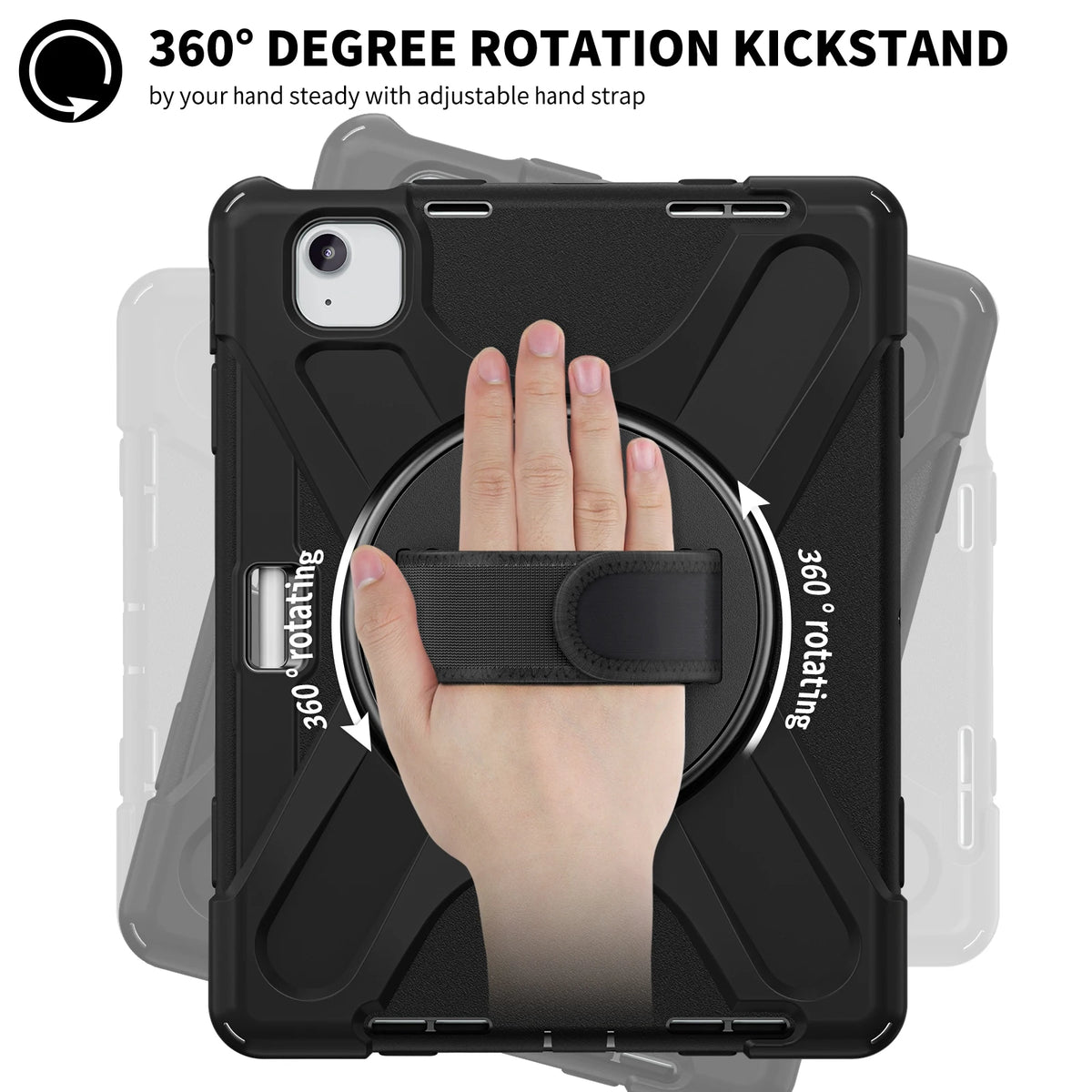Hard PC Shockproof Case with Adjustable Hand Strap for iPad Air M2 (2024)