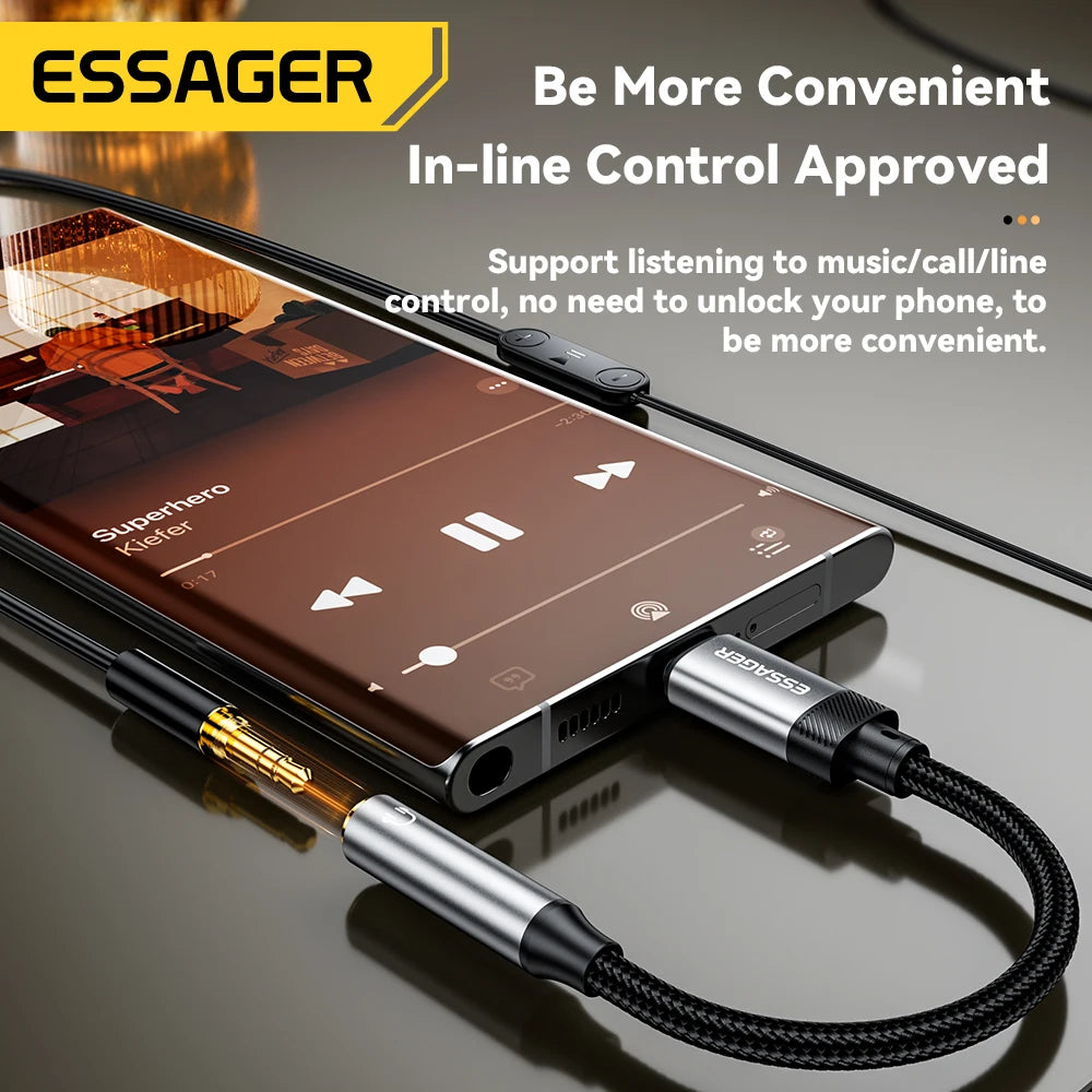 Essager Type-C to 3.5mm AUX Cable – High-Quality Audio Conversion
