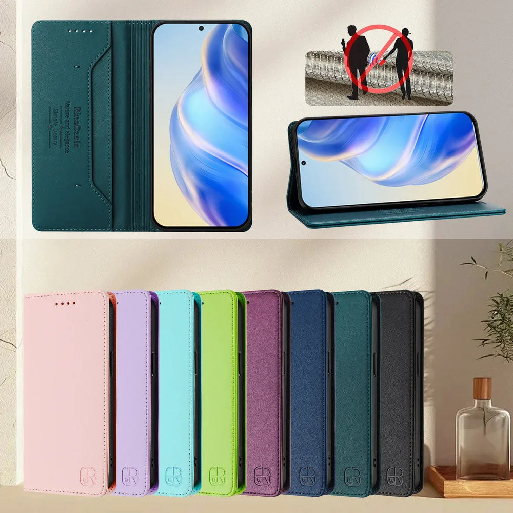 OnePlus 15 RFID-Blocking Leather Flip Wallet Case