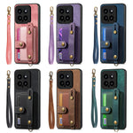 Wristband Leather Wallet Case with Card Slot and Strap Pocket Bag for Xiaomi Redmi Note 13 Series