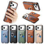 Premium 2-in-1 Carbon Fiber Pattern MagSafe Case with Built-In Card Slot & Ring Holder for iPhone 17 Series