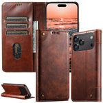 Premium Leather Flip Wallet Case with Card Slot for iPhone 17 Series