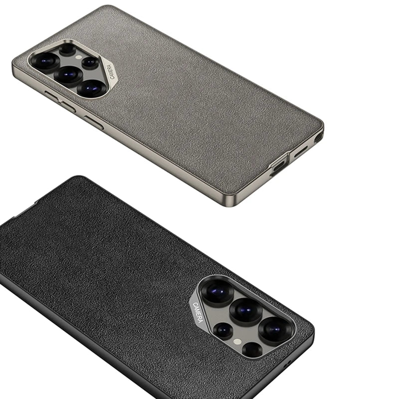 Comfortable Suede Velvet Leather Phone Case with Lens Guard for Samsung Galaxy S25 Ultra