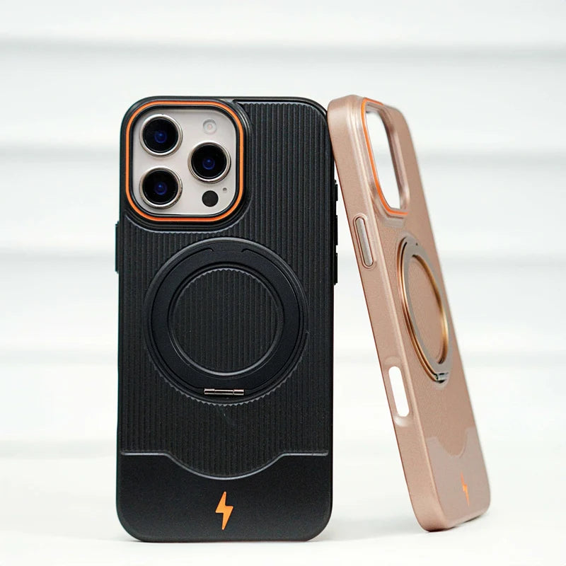 Ultrathin Frosted MagSafe Hard PC Case with 360° Rotating Kickstand for iPhone 16 Series