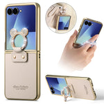 Luxury Leather Case with Rhinestone Ring Holder for Samsung Galaxy Z Flip 7
