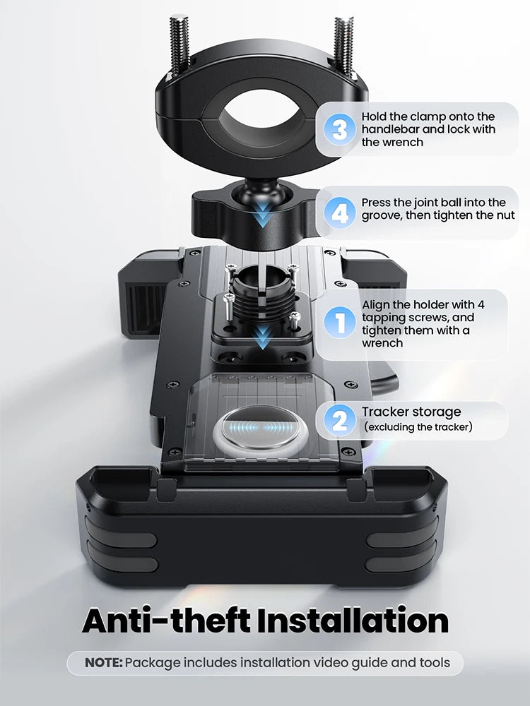 Bike Phone Holder With Hidden Tracker Storage