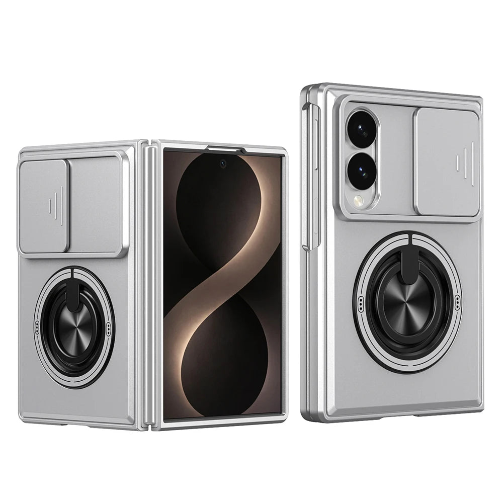Shockproof Sliding Camera Protection Case with 360° Rotating Magnetic Ring Stand for Samsung Galaxy Z Fold 8