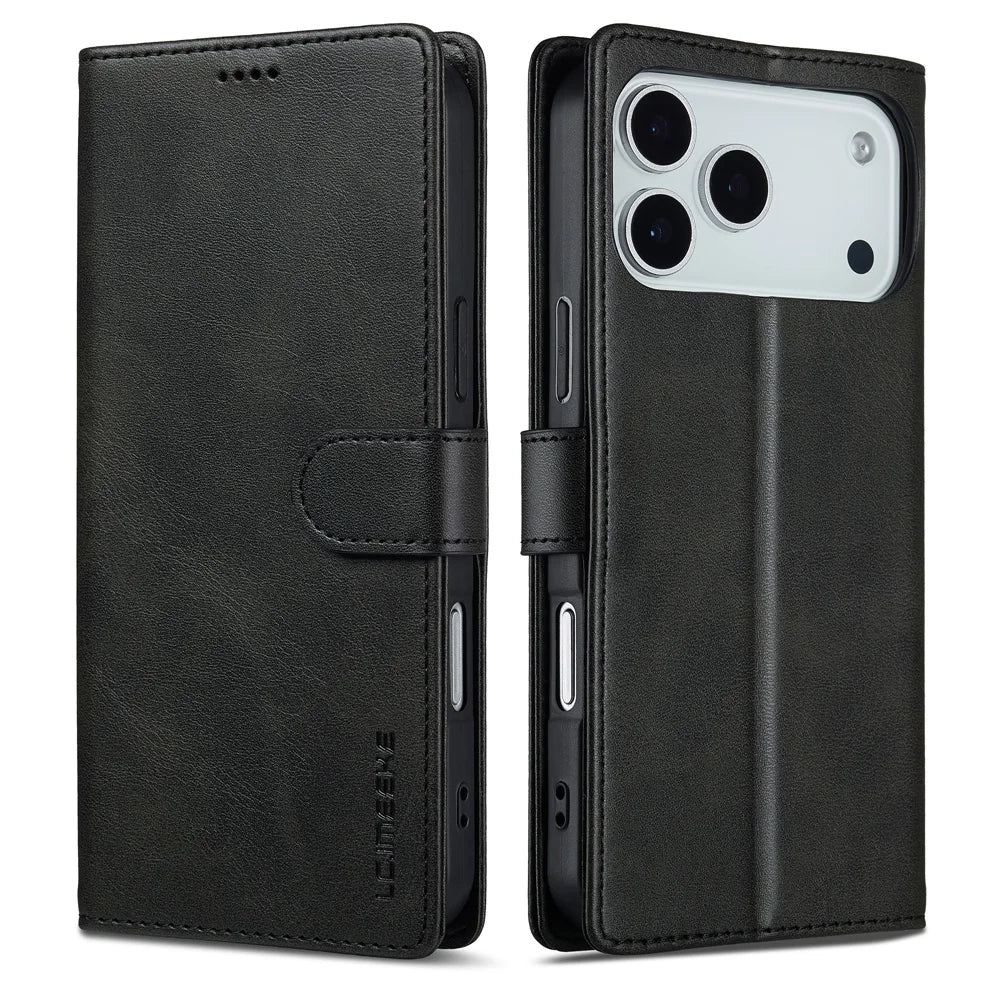 iPhone 17 Series Flip Leather Wallet Case with Card Slots & Kickstand