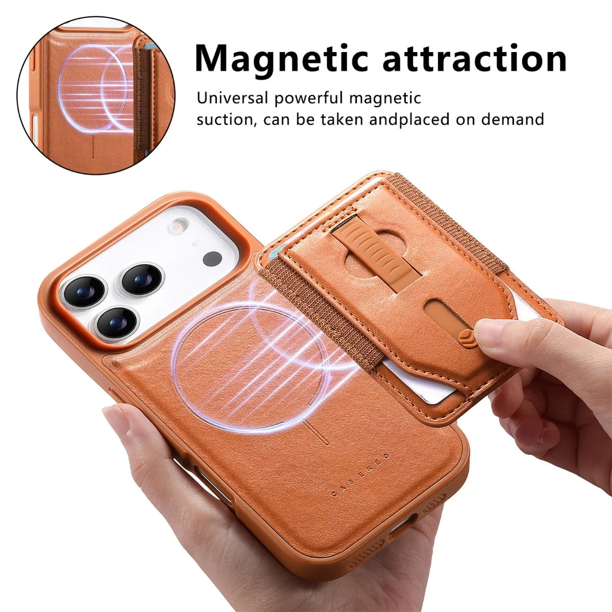 Premium Leather Case with Detachable Card Holder for iPhone 17 Series