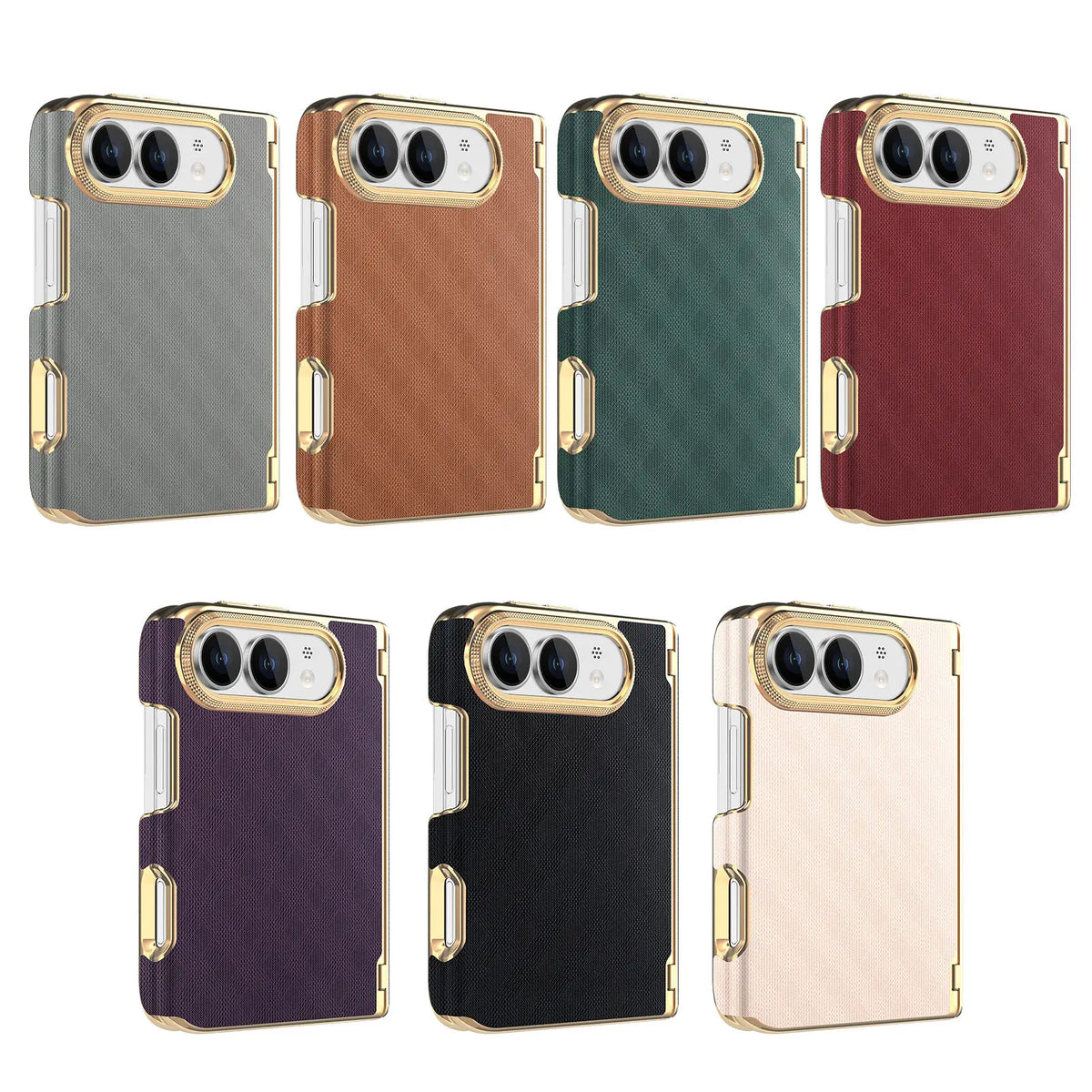 Leather Hinge Protection Case with Raised Camera Ring for iPhone Duo