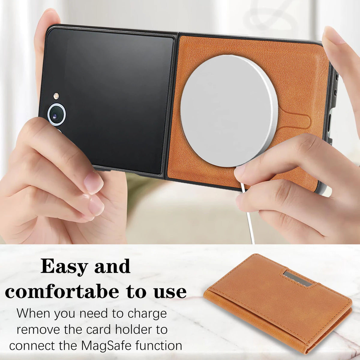 Leather Flip Case with 5-Card Detachable Wallet for Samsung Galaxy Z Flip 7