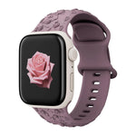 Rose Floral Engraved Strap Replacement Band for Apple Watch