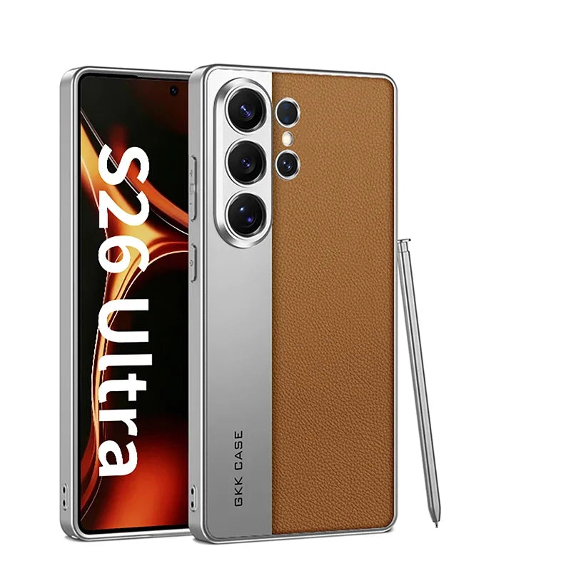 Luxury Vegan Leather Patchwork Case for Samsung Galaxy S26 Ultra