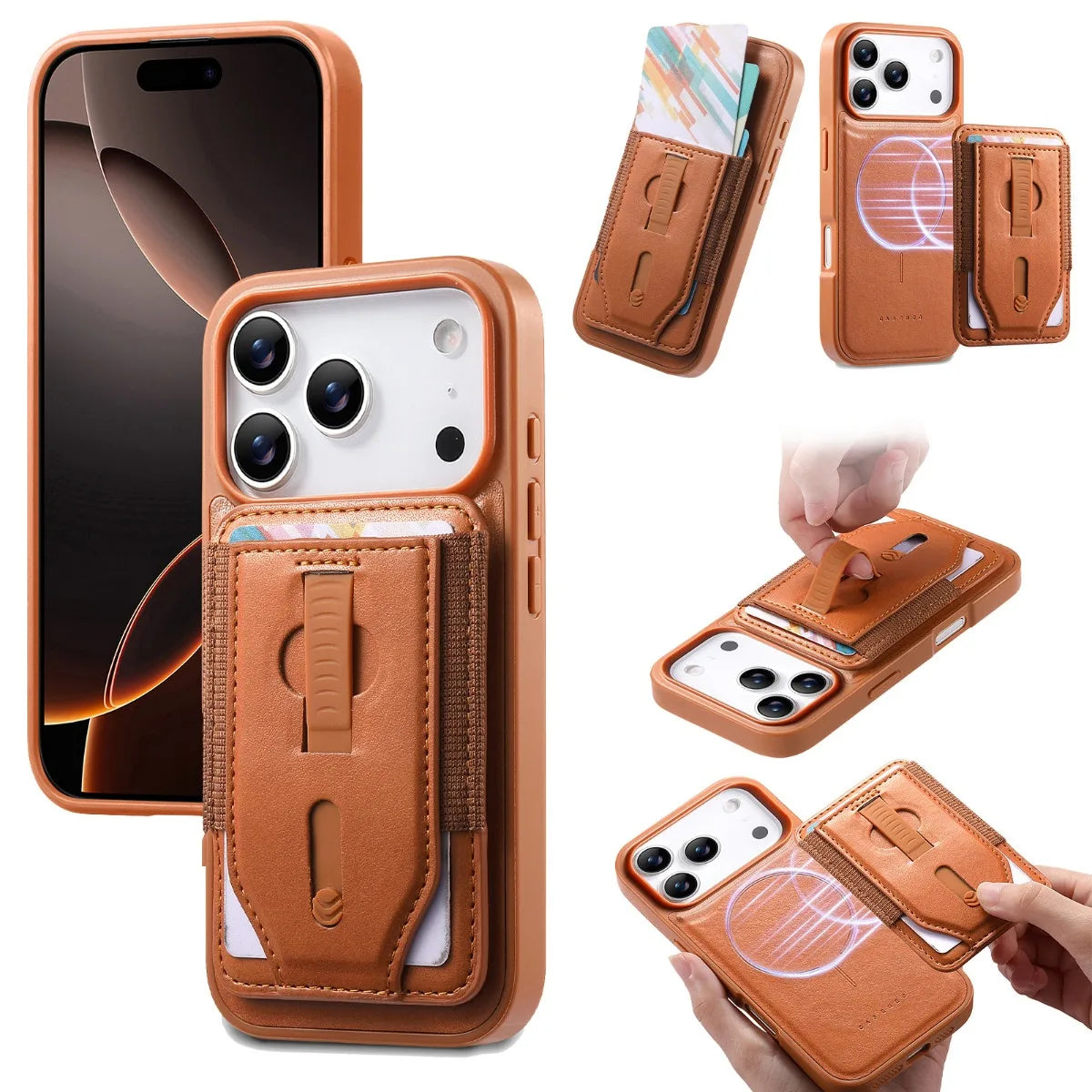 Premium Leather Case with Detachable Card Holder for iPhone 17 Series
