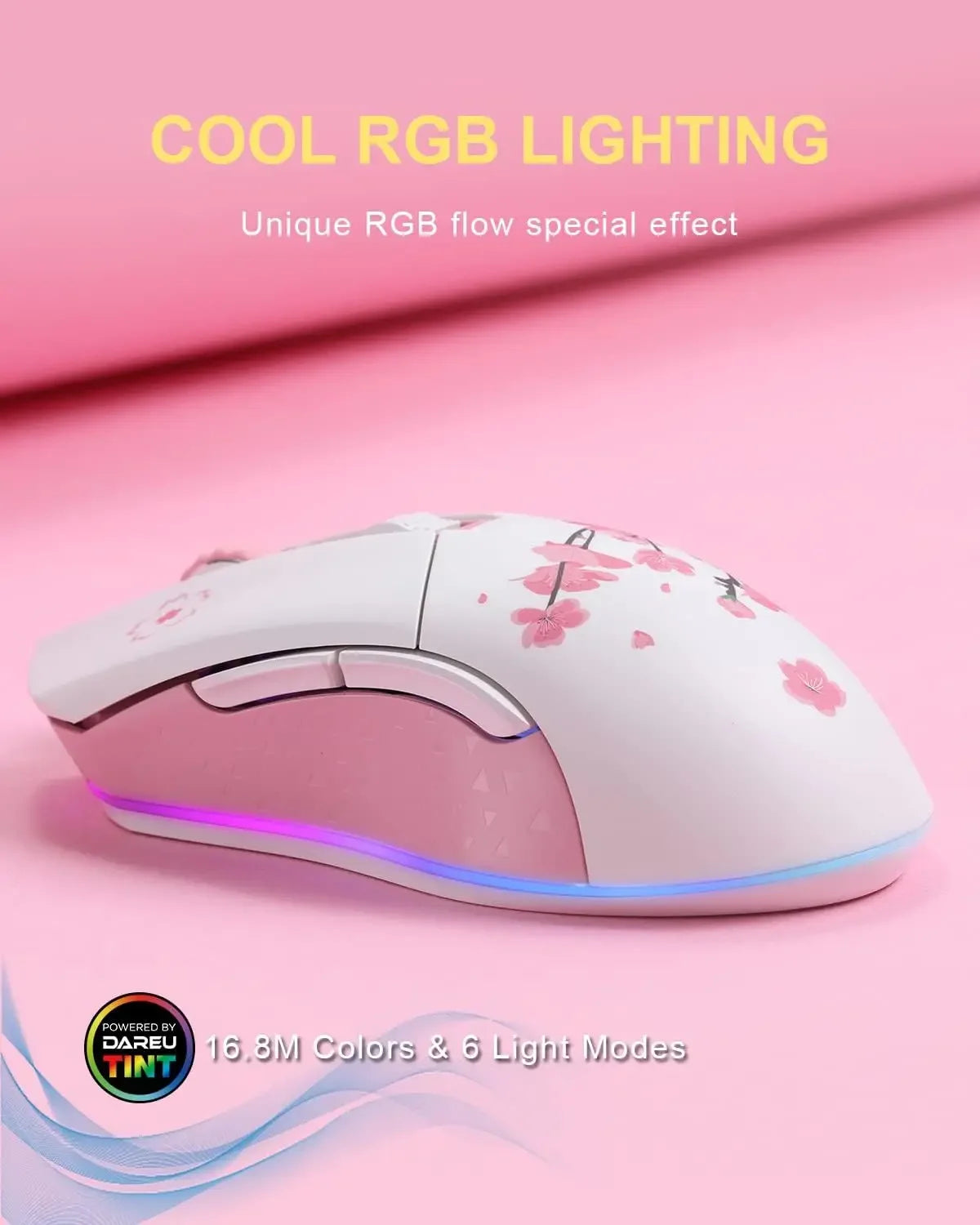 DAREU EM901X Sakura Pink Dual-Mode Wireless & Wired Gaming Mouse