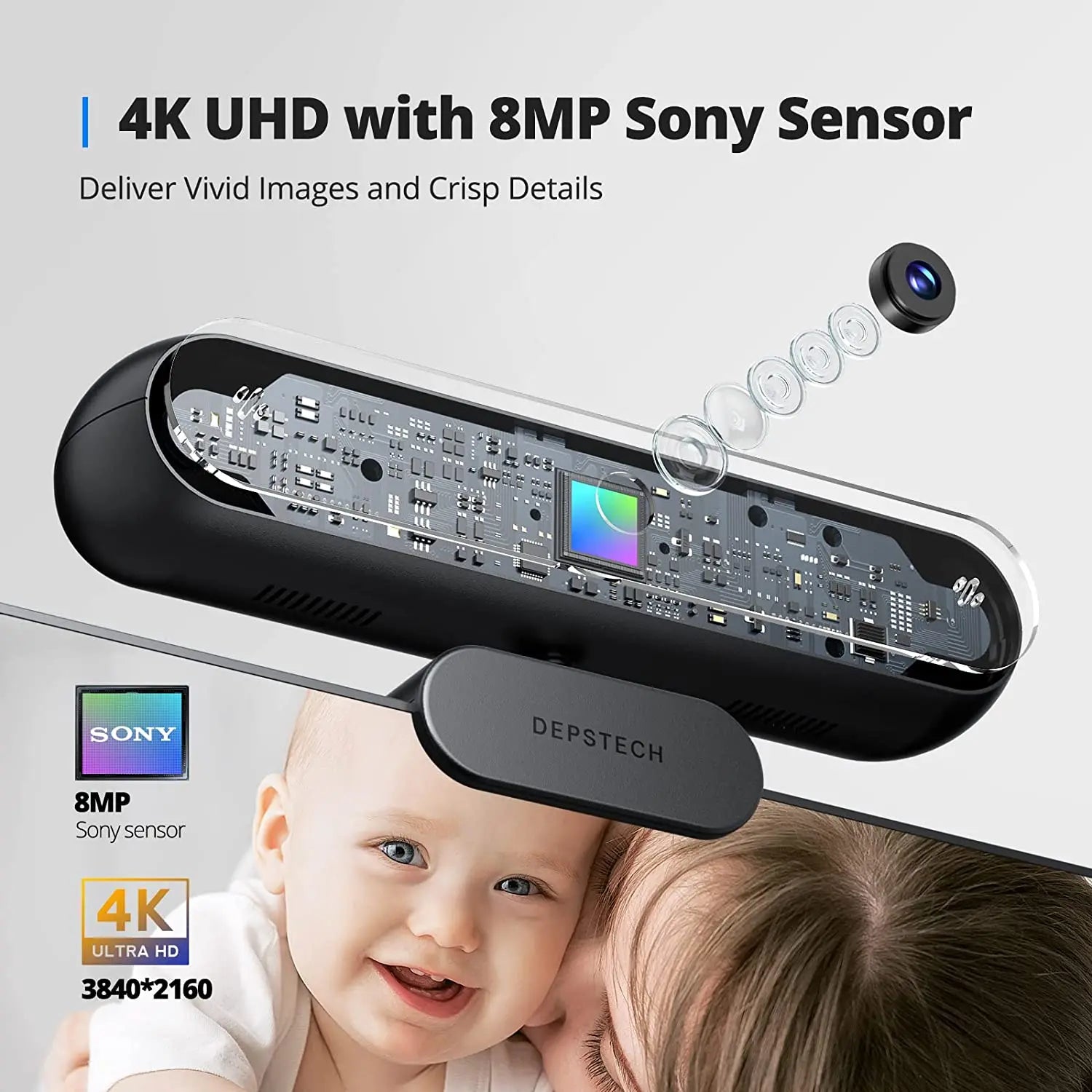DEPSTECH DW40 4K HD Webcam 8MP Auto Focus USB Web Camera with Microphone