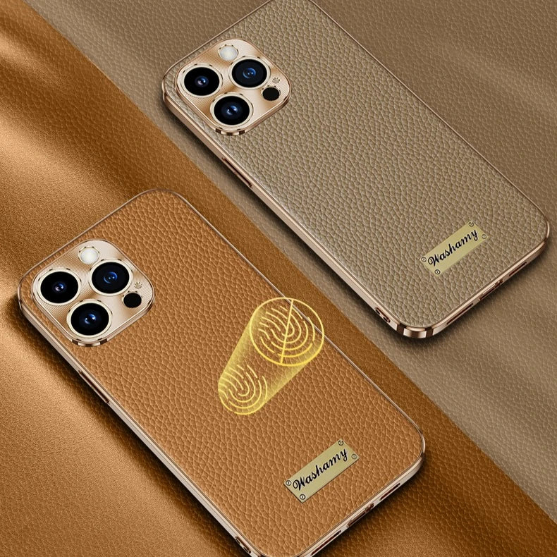 Executive Electroplated Leather Phone Case for iPhone 17 Series
