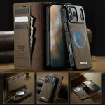 Leather Magnetic Flip Wallet Case with Kickstand for iPhone 18 Series
