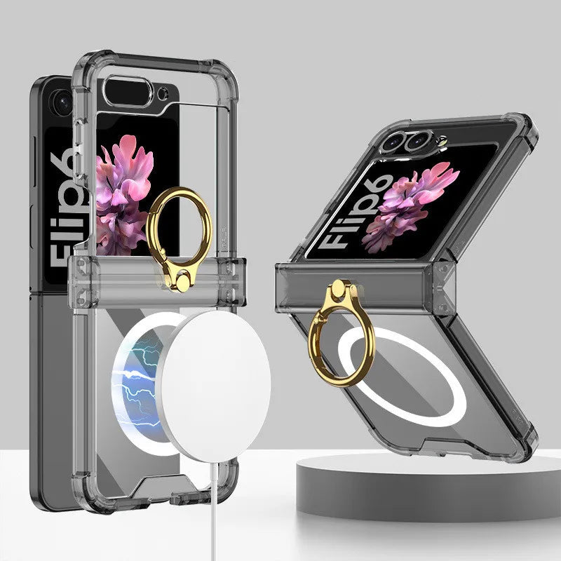 Samsung Galaxy Z Flip 6 Hinge Protective Magnetic Case with Ring Holder