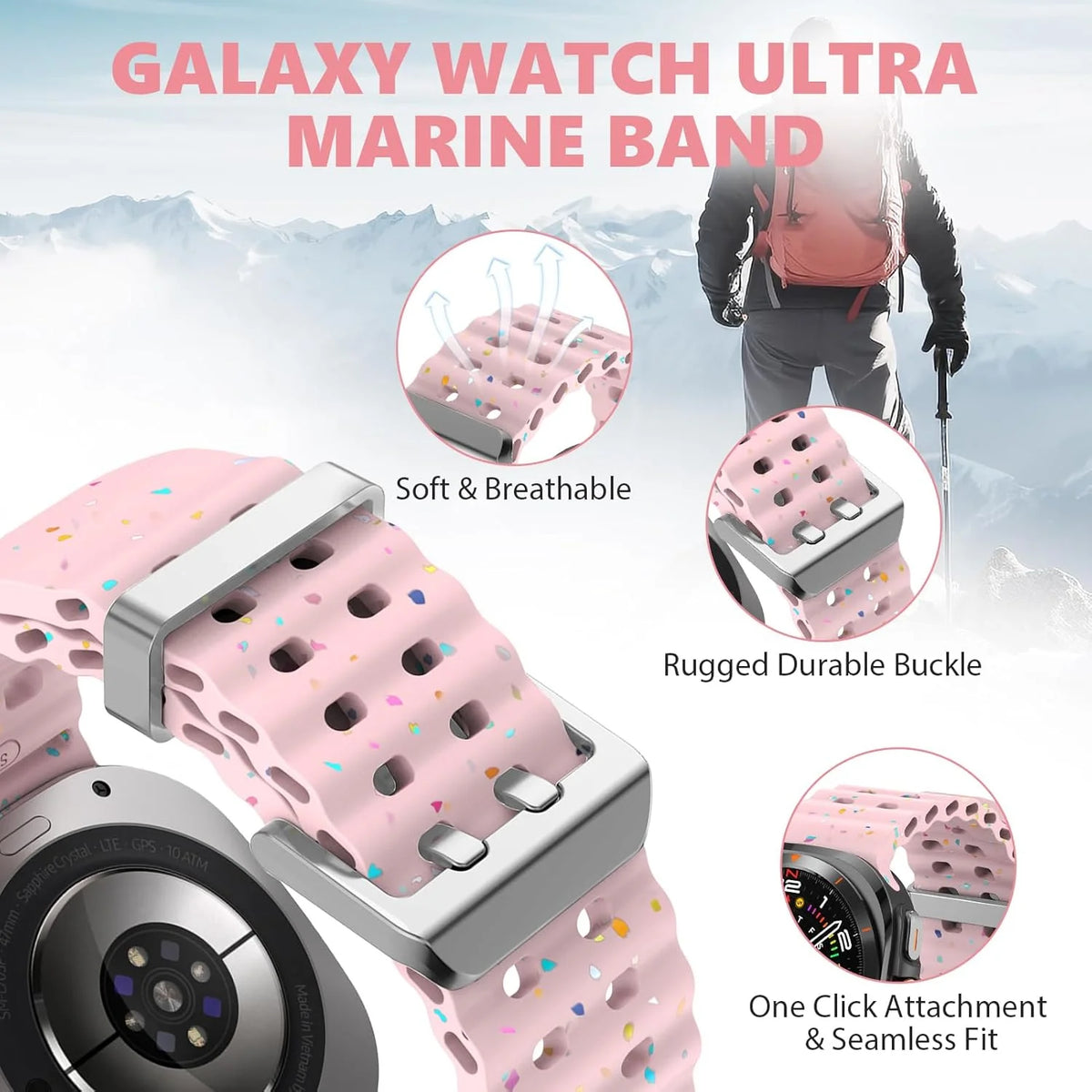 Quick-Release Water-Resistant Sport Watch Bands for Samsung Galaxy Watch Ultra