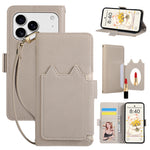 Leather Folio Wallet Case with Strap and Mirror for iPhone 17 Series