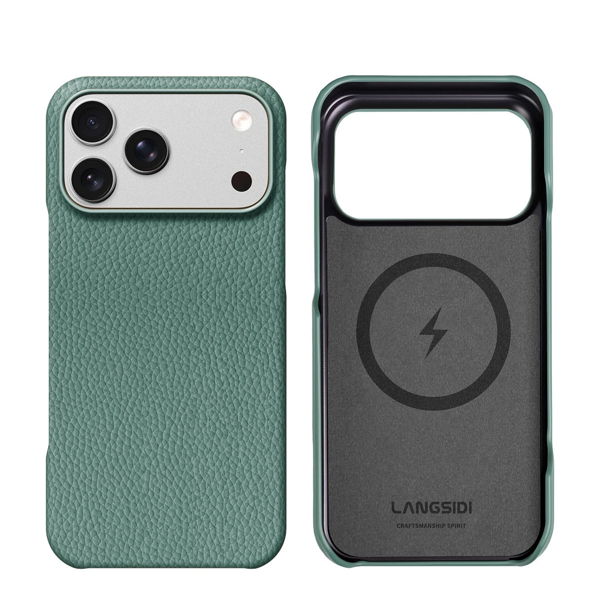 Textured Leather MagSafe Case with Built-in Wireless Charging Ring for iPhone 18 Series