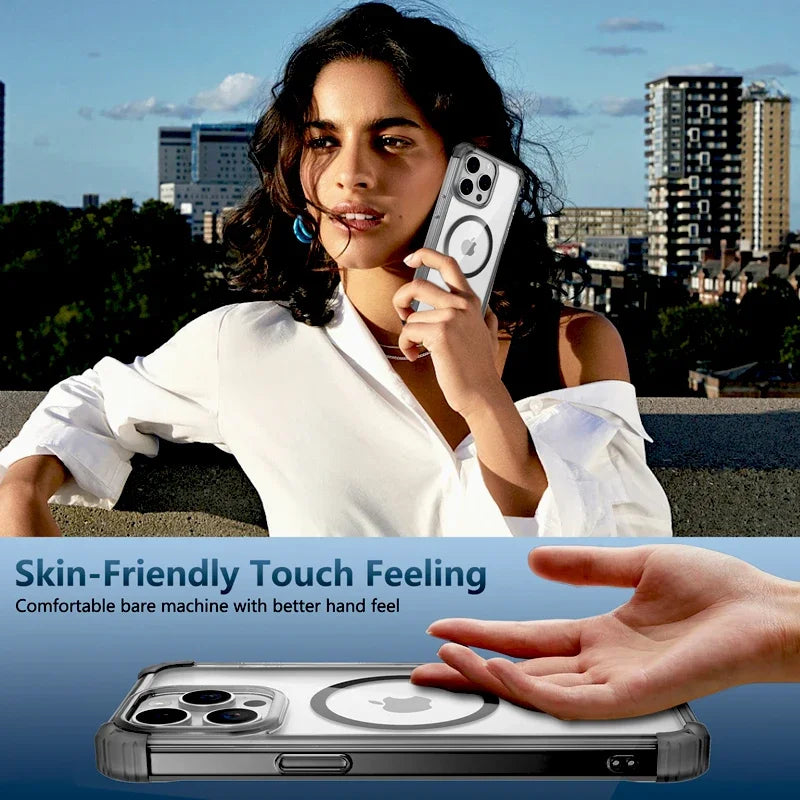 Shockproof Armor Transparent MagSafe Case for iPhone 15 Series