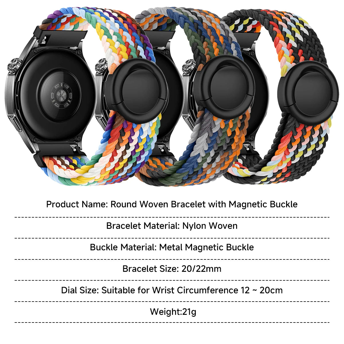 Stretchable Braided Solo Loop with Magnetic Closure for Apple Watch