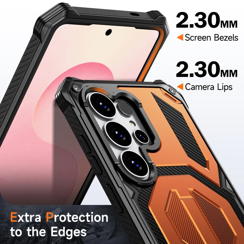 Shockproof Magnetic Kickstand Case with Triple Shield Protection for Samsung Galaxy S25 Series