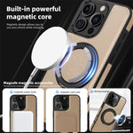 iPhone 16 Series PU Leather MagSafe Case with 360° Rotating Ring Holder