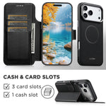 Triangle Pattern PU Leather MagSafe Case with Detachable Card Slots for iPhone 17 Series