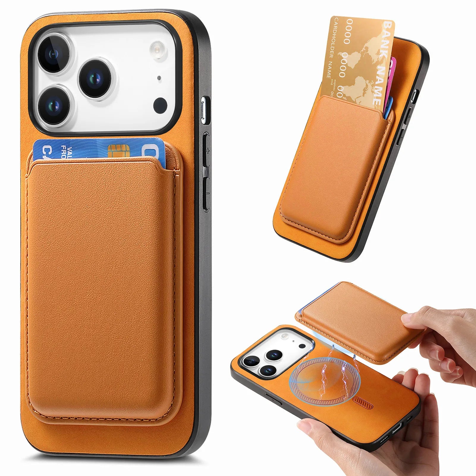 Premium 2-in-1 MagSafe Leather Wallet Case with Card Slot for iPhone 17 Series