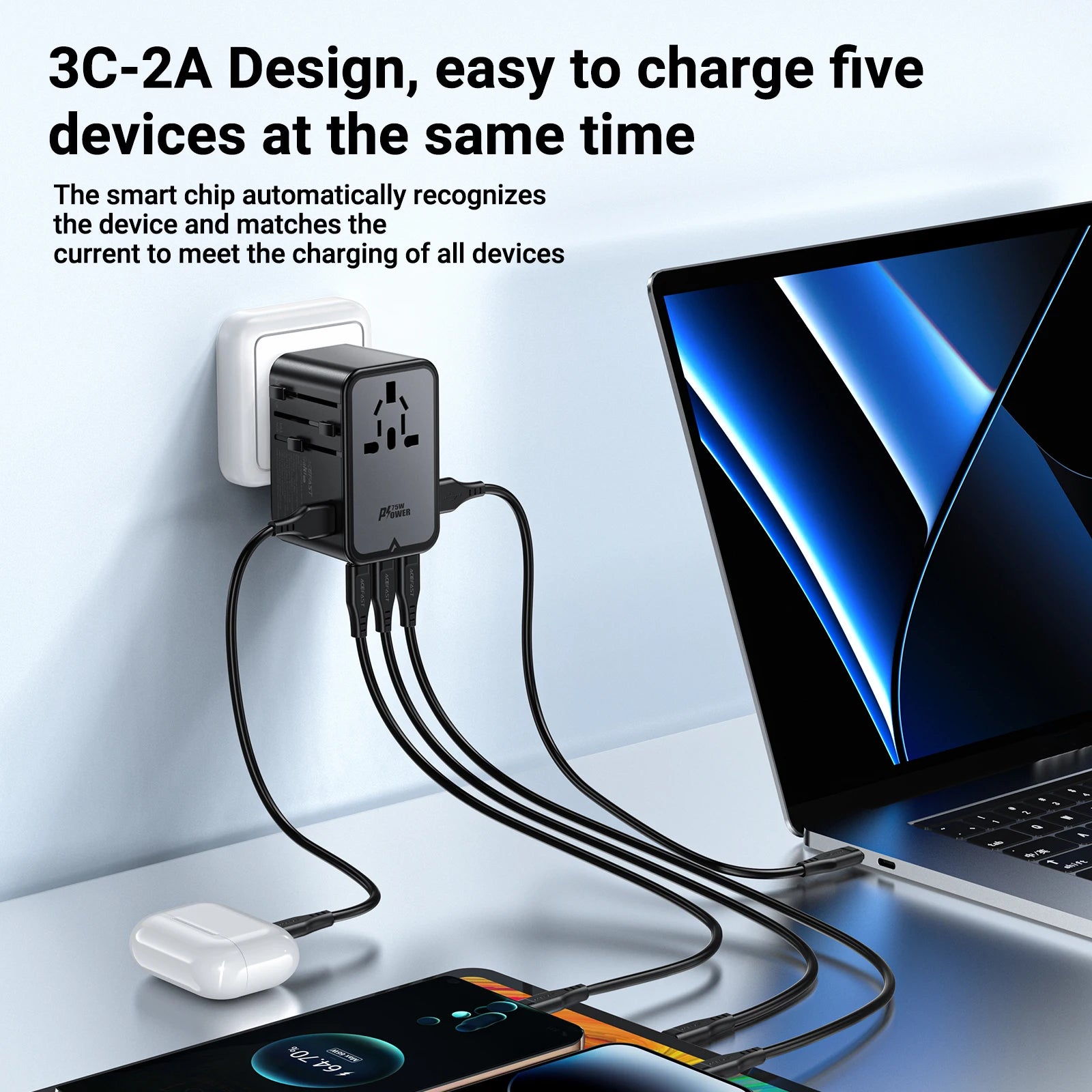 ACEFAST Z1 67W Dual-Port GaN Charger with International Plugs