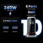 ASOMETECH 6-Port 240W GaN Desktop Charger