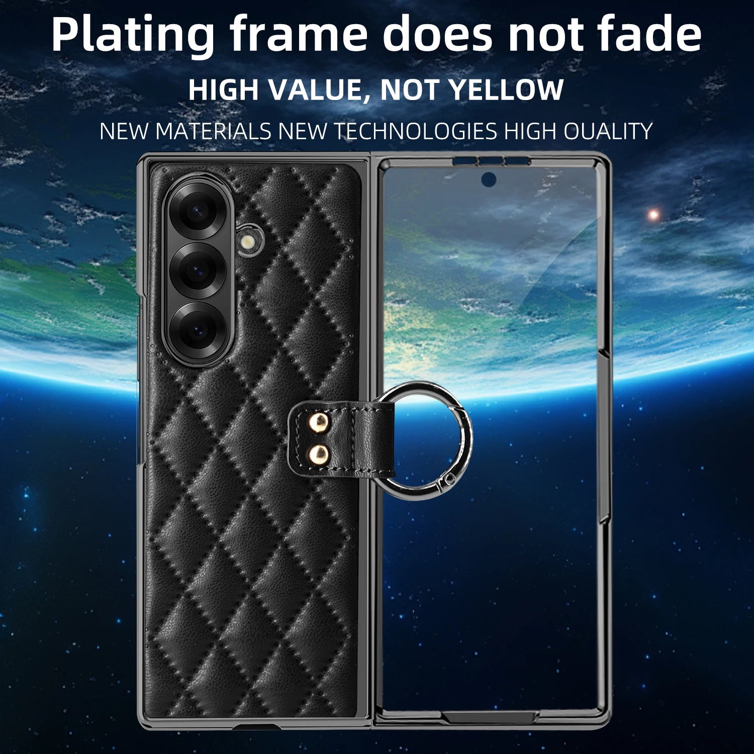 Diamond Grid Leather Magnetic Case with Ring Holder for Samsung Galaxy Z Fold 8 Ultra