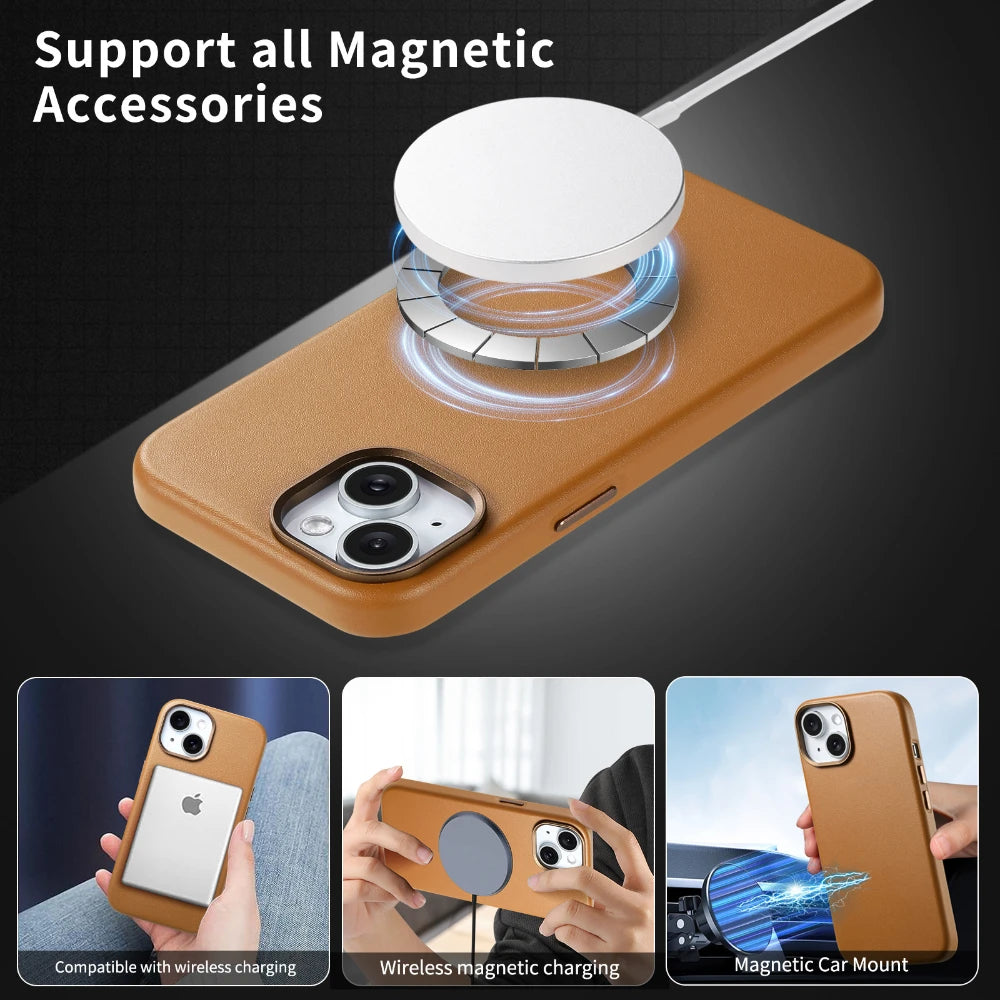 MagSafe Compatible Leather Case for iPhone 17 Series