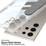 Shockproof Hard Back Case with Airbag Silicone Wrist Strap for Galaxy S24 Ultra