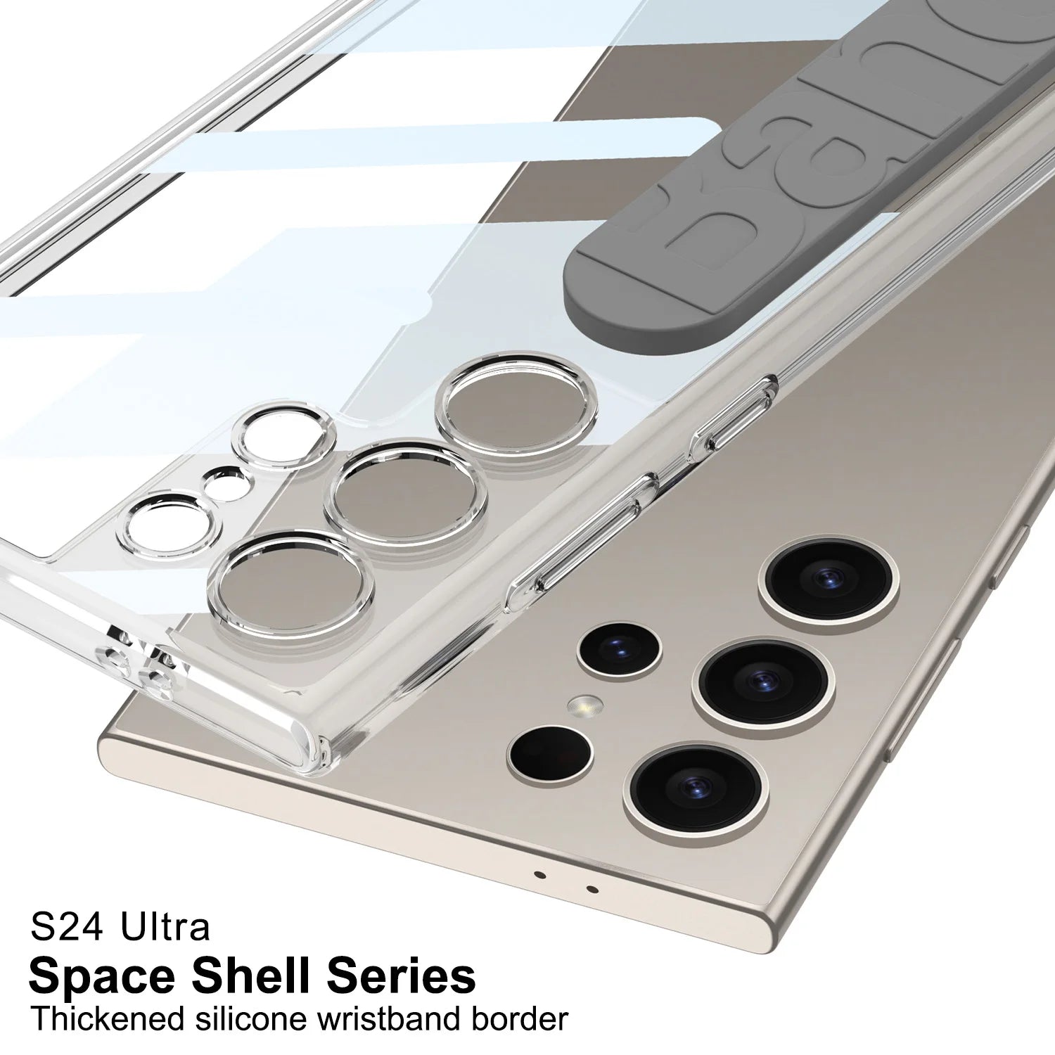 Shockproof Hard Back Case with Airbag Silicone Wrist Strap for Galaxy S24 Ultra