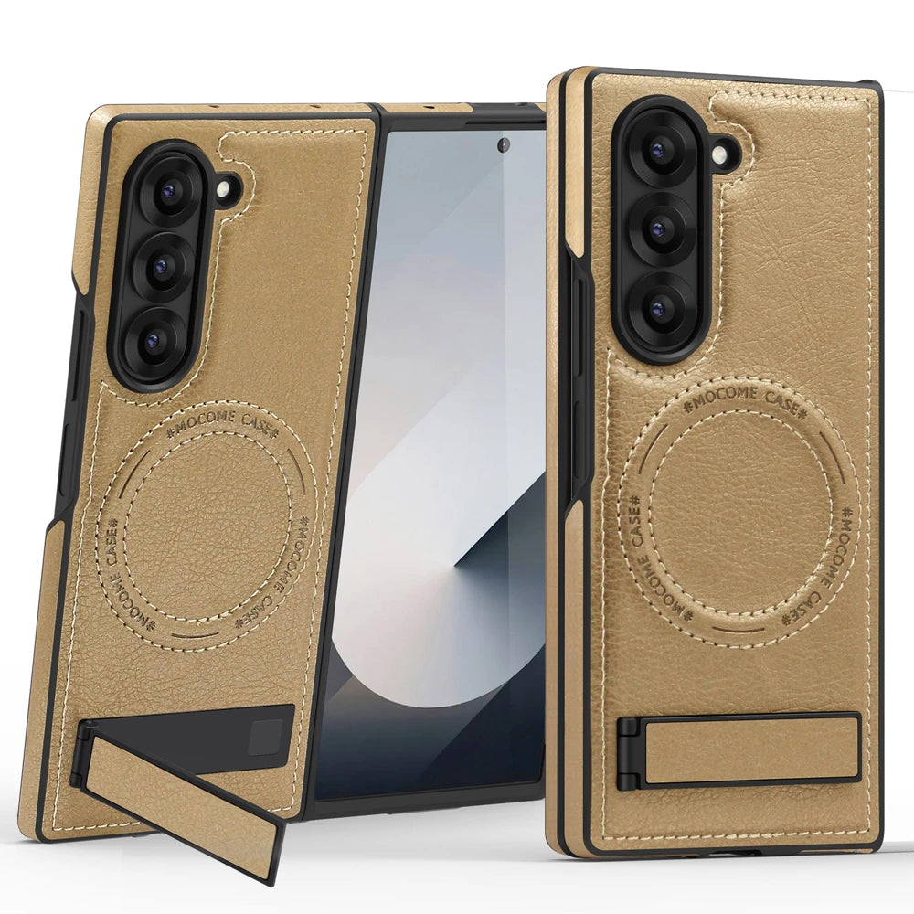 Samsung Galaxy Z Fold 6 PU Leather Magnetic Case with Kickstand