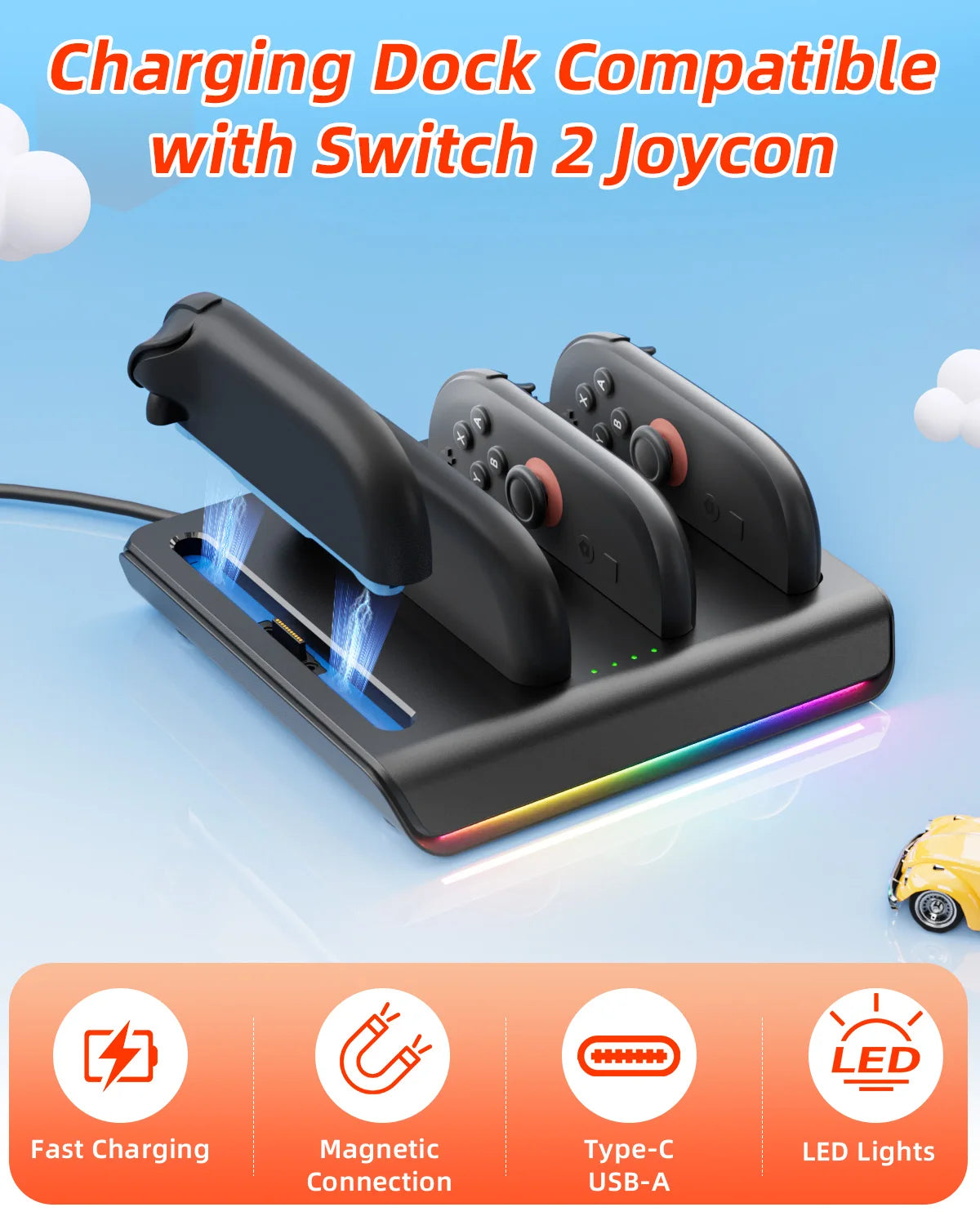 Four-Port Nintendo Switch 2 Joy-Con Charging Dock