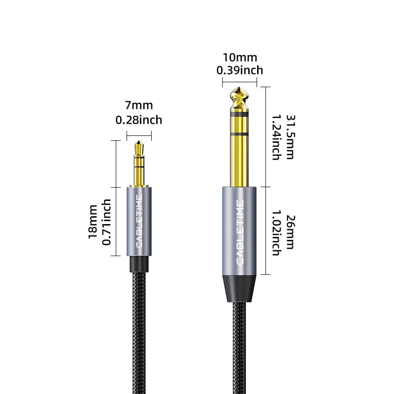 CABLETIME 3.5mm to 6.35mm Audio Adapter Cable