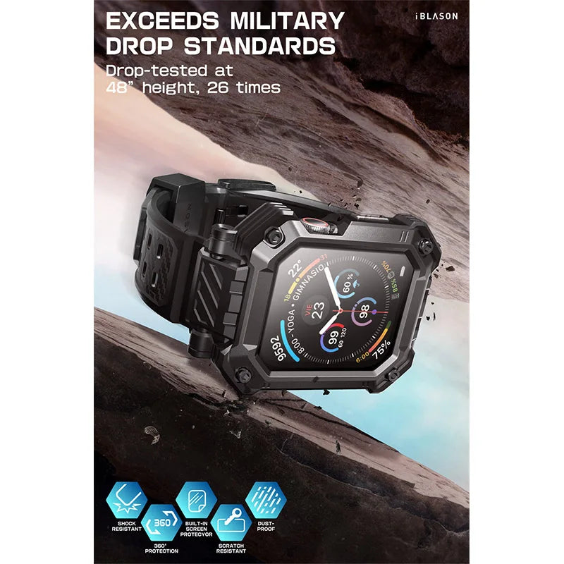 Rugged Shockproof Case & 2-Pack Built-in Screen Protectors for Apple Watch Series 10 (46mm)