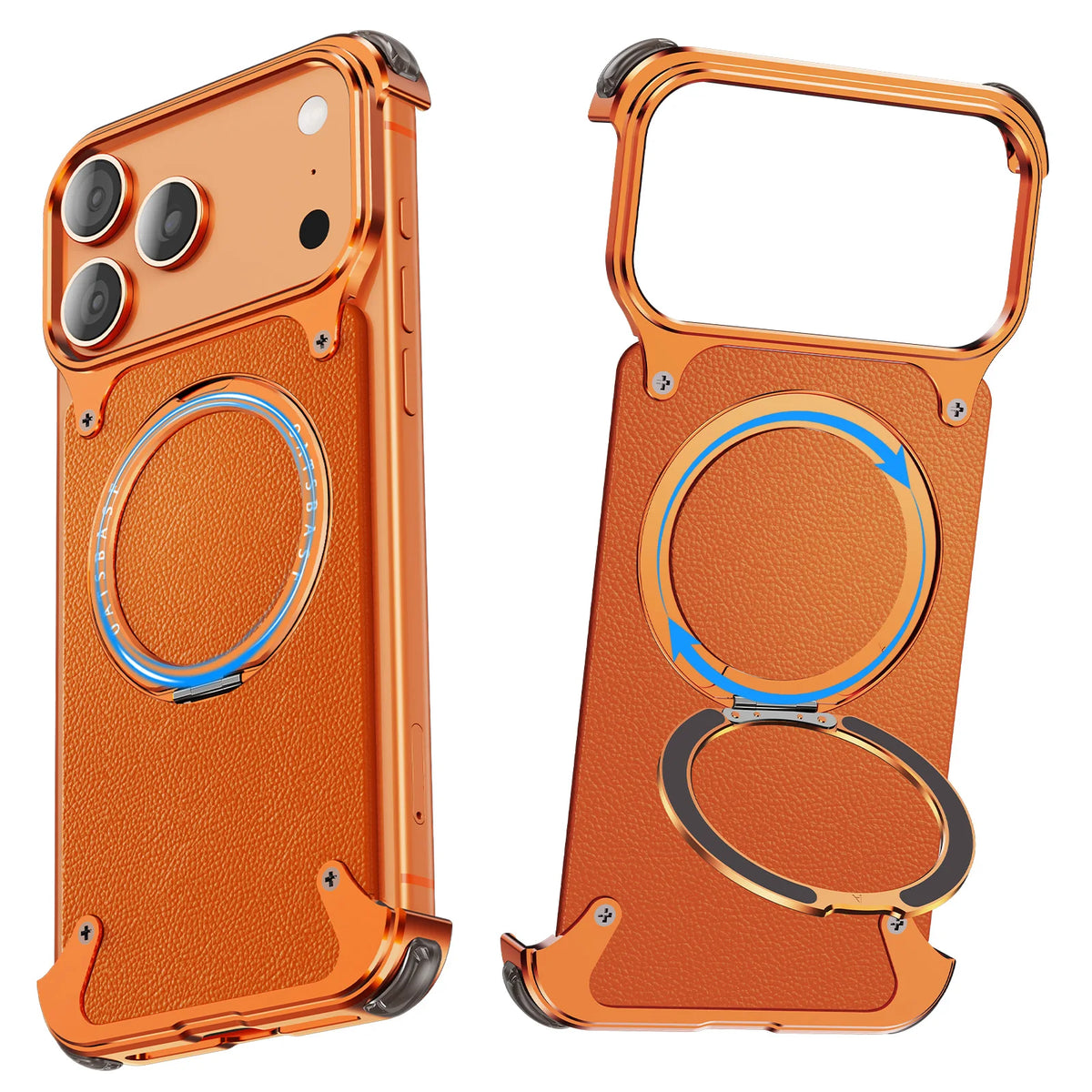 Leather Bumper Case with 360° Rotating Ring Stand for iPhone 18 Series